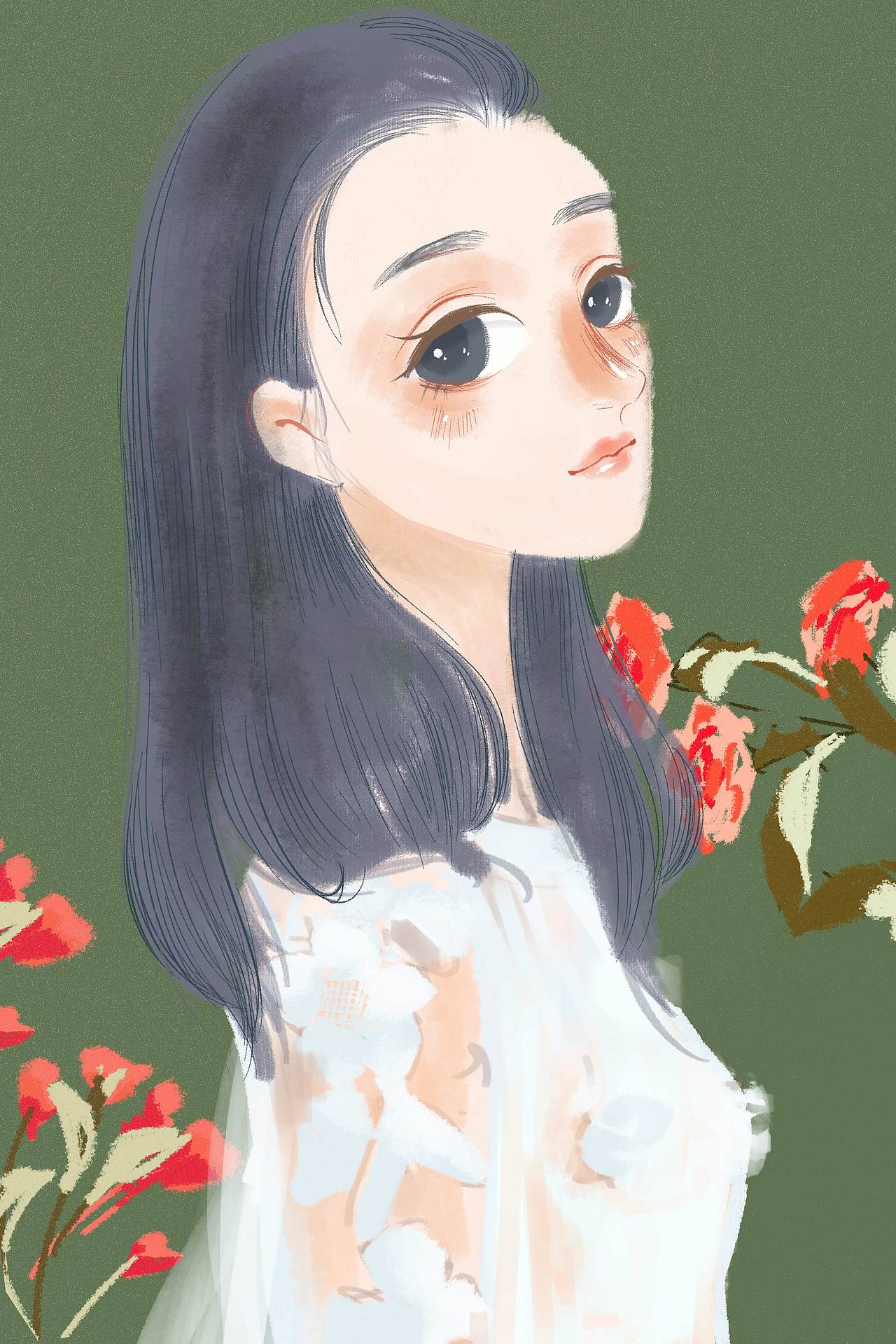 手绘女孩大头头像练习