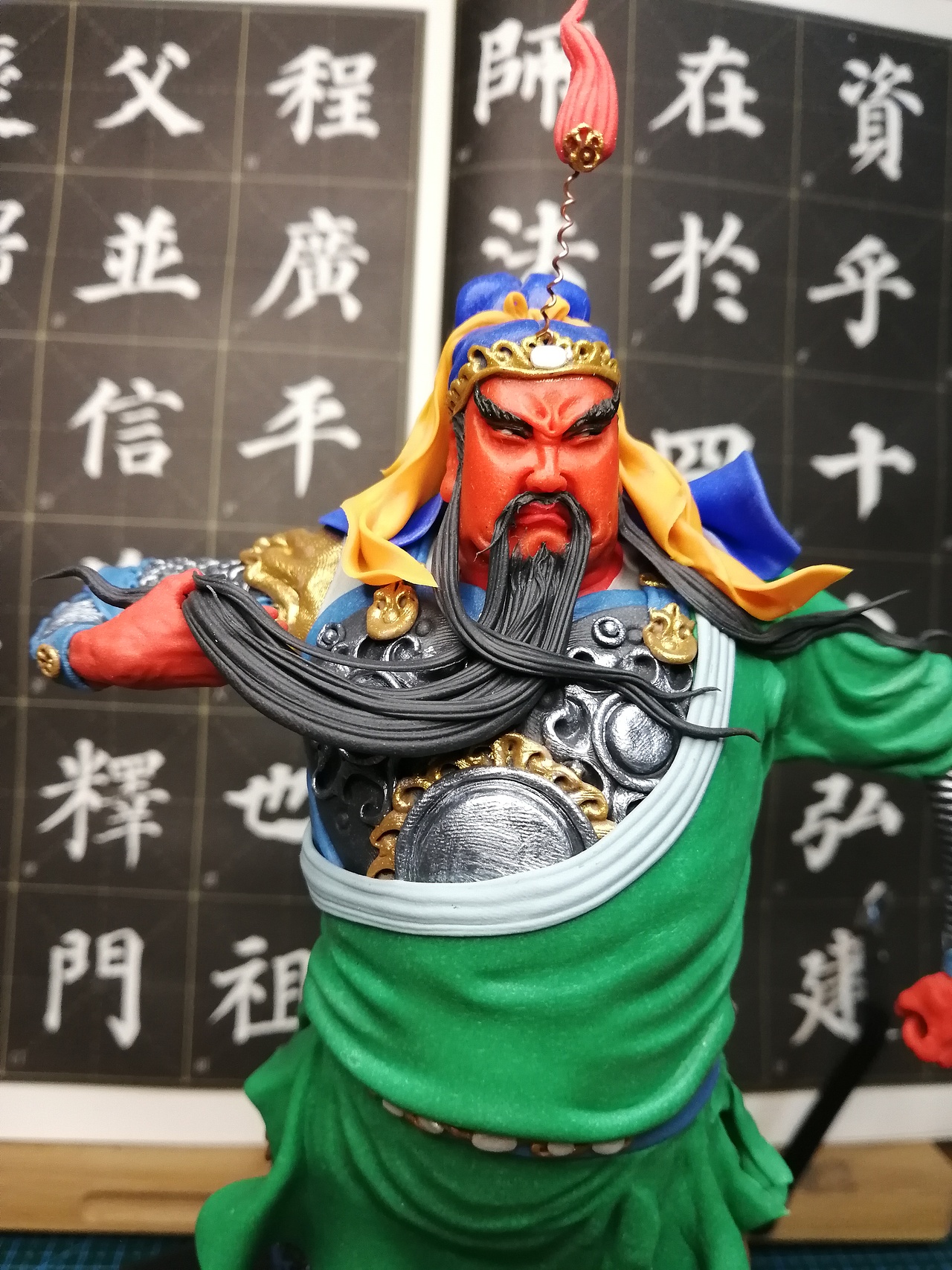 塑新斋潘纪坤彩塑陶公仔粘土关羽手办