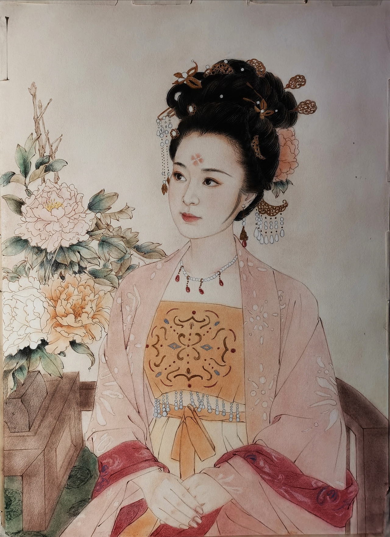 牡丹仕女图_盛世江山-站酷zcool