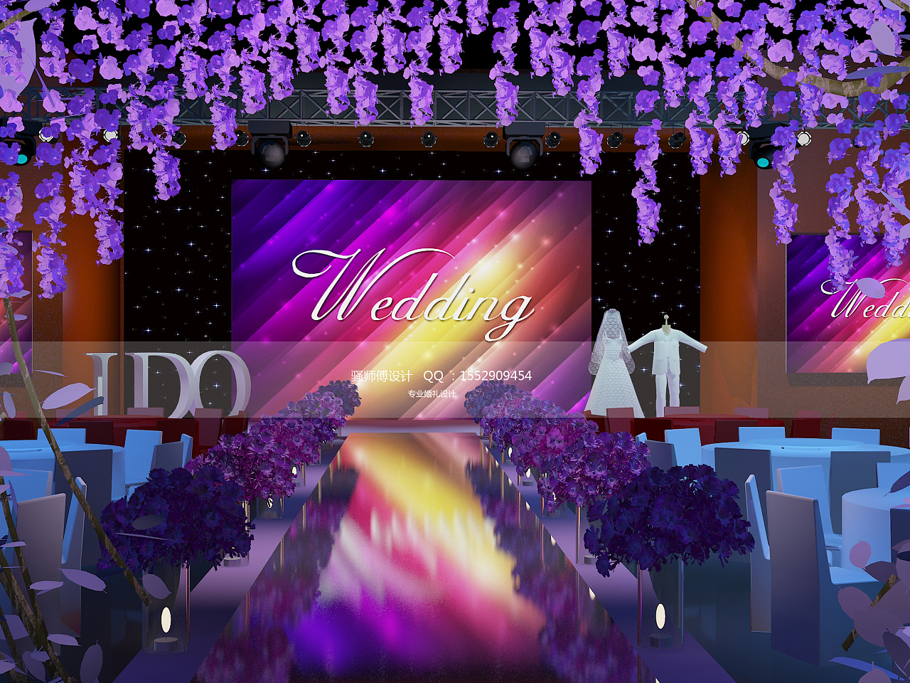 YHwedding紫粉色婚礼3D效果图设计|空间|舞台美术|YHwedding - 原创作品 - 站酷 (ZCOOL)