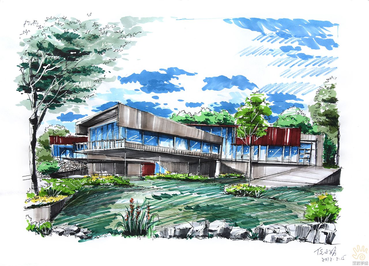 环境景观建筑手绘效果图