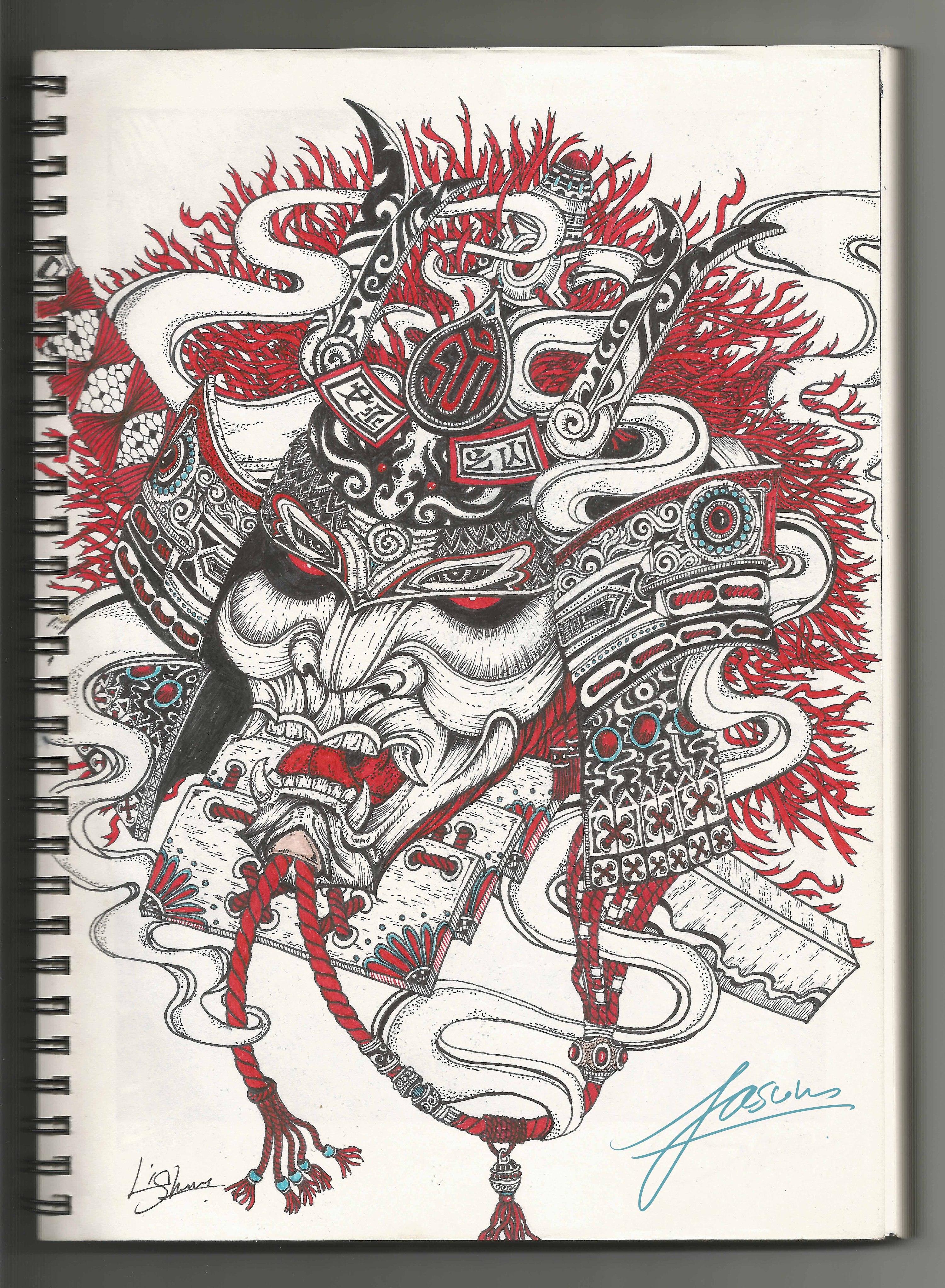 2019.10.05手绘日本武士头像