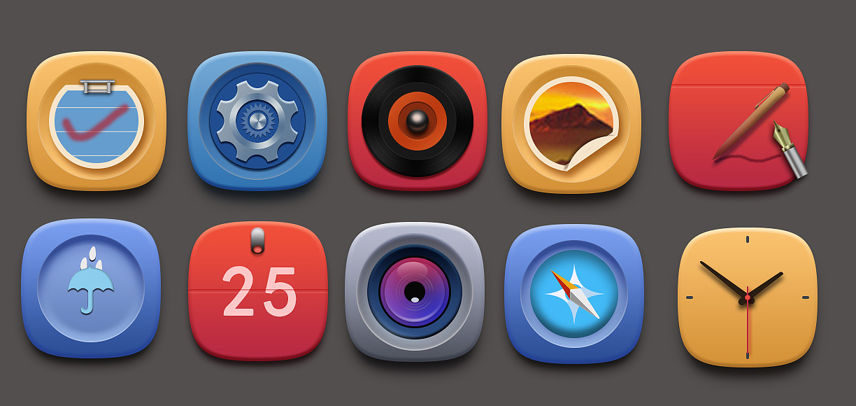 做的几个拟物化图标