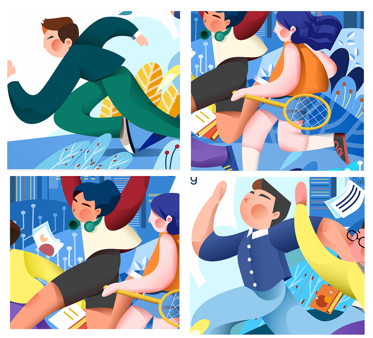 扁平风插画&海报