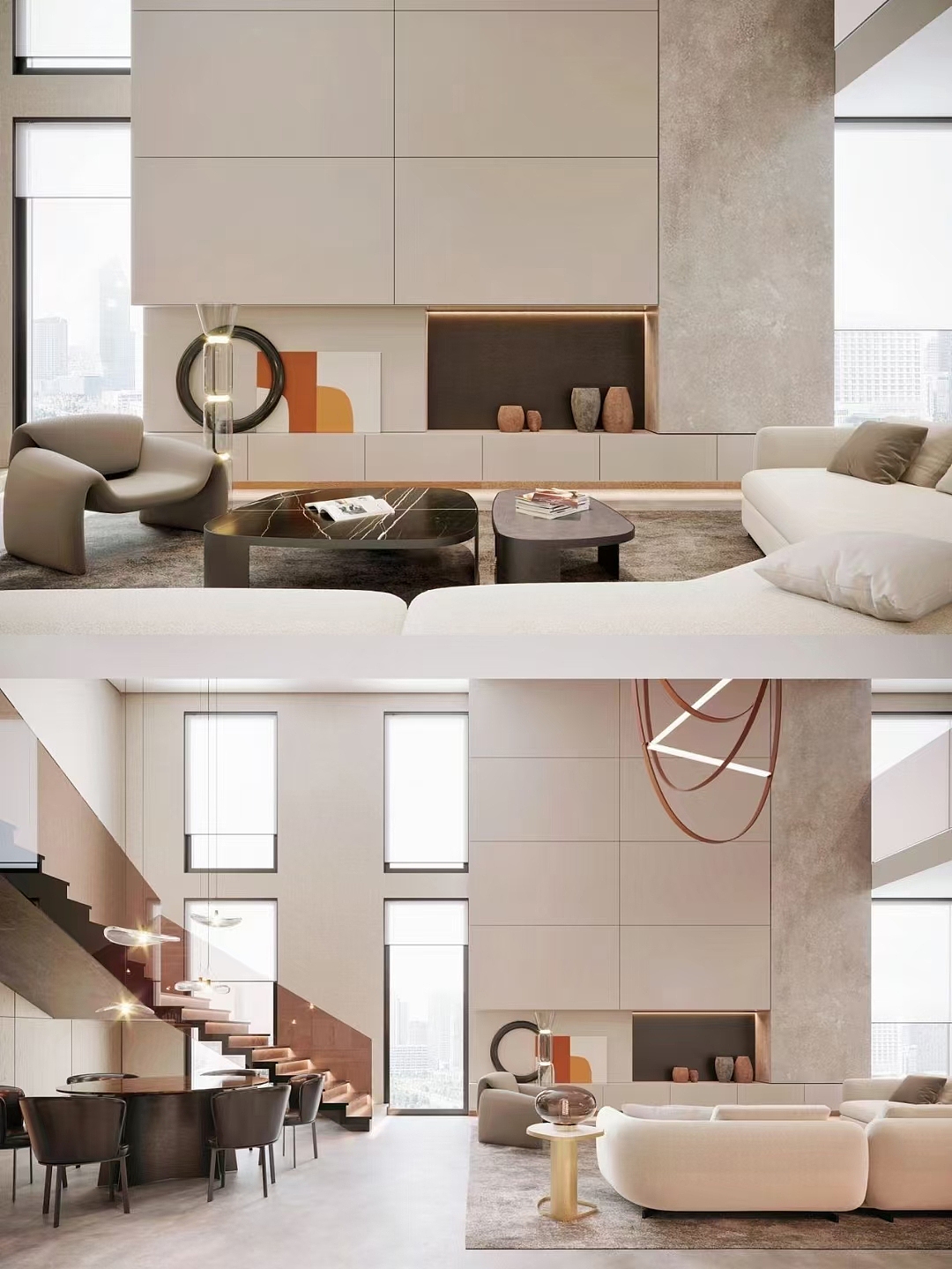 现代轻奢风格300平米别墅装修实景效果图