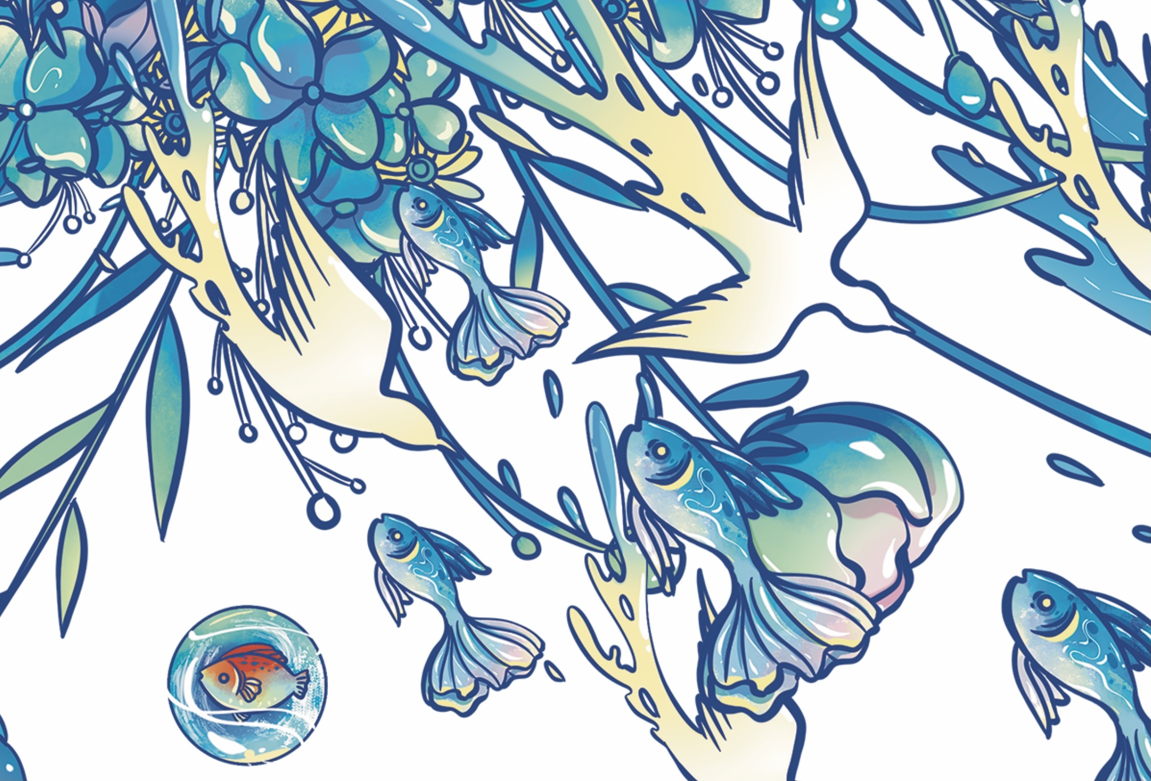 站酷x东风风光x异耳兔#全民燃改季#《深海水母》|插画|商业插画|异耳