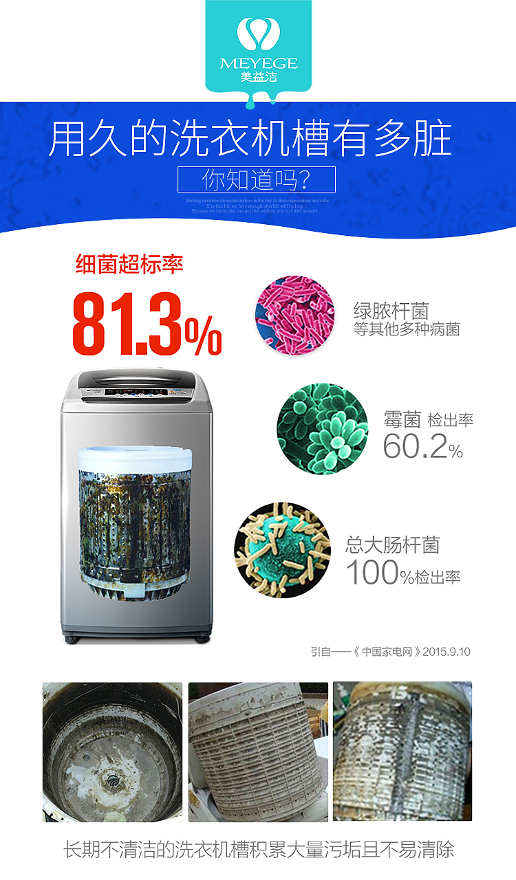 美益洁洗衣机槽生物酶智能除菌清洗剂