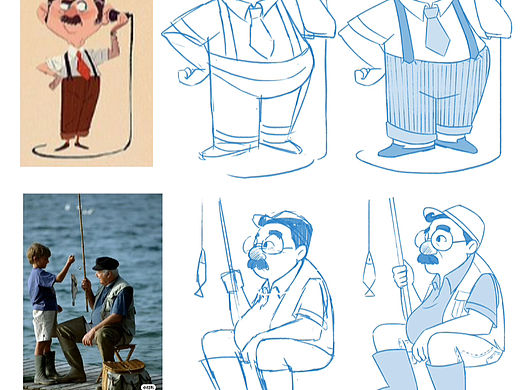 儿插老人角色绘制