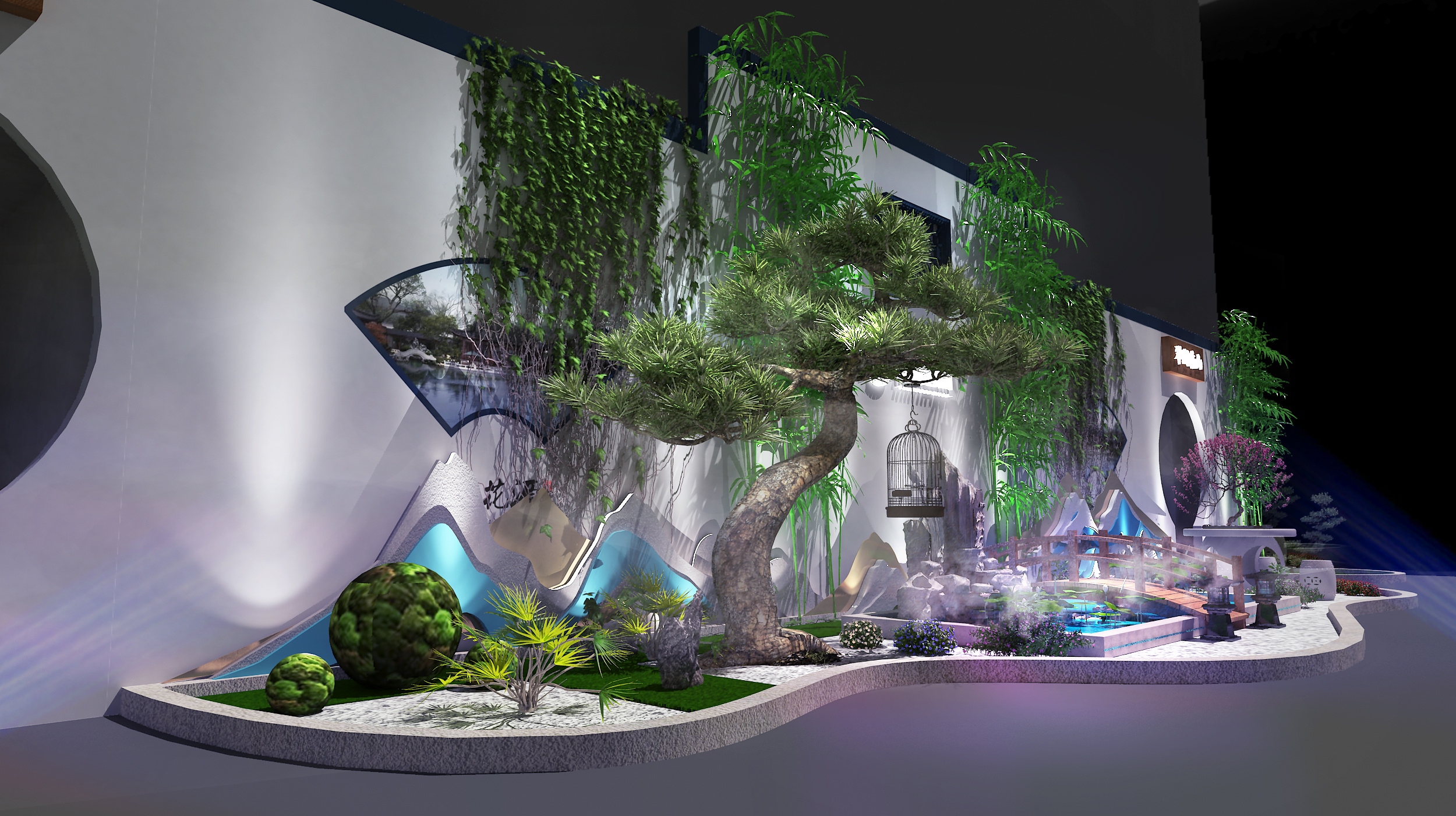 新中式舞美效果图