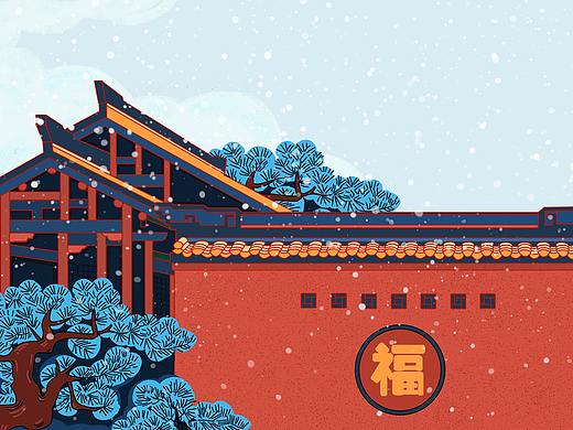 新年中国古建筑风