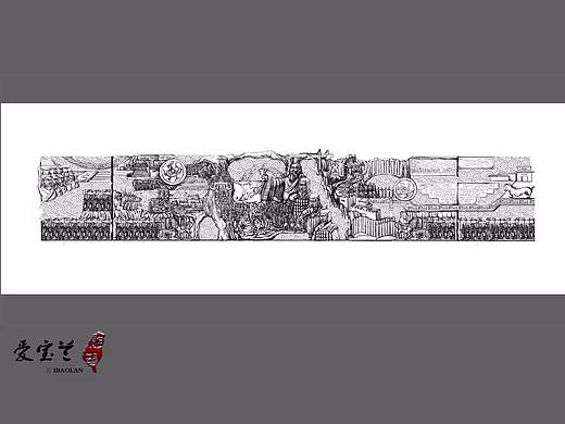 校园文化浮雕线稿和效果图