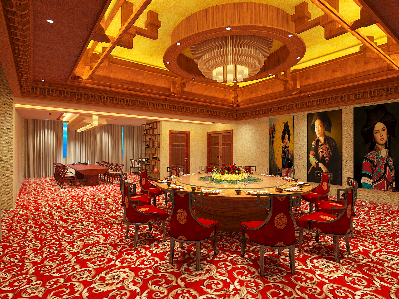 红的像火的民族餐厅