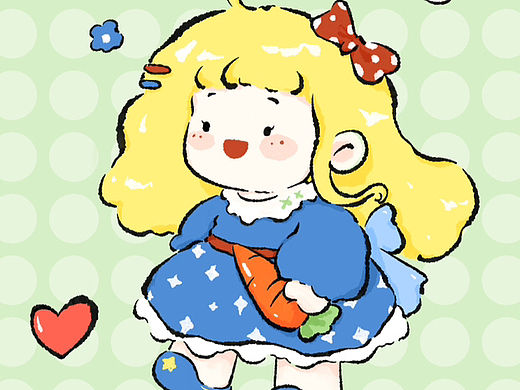 胡萝卜蓝裙子女孩