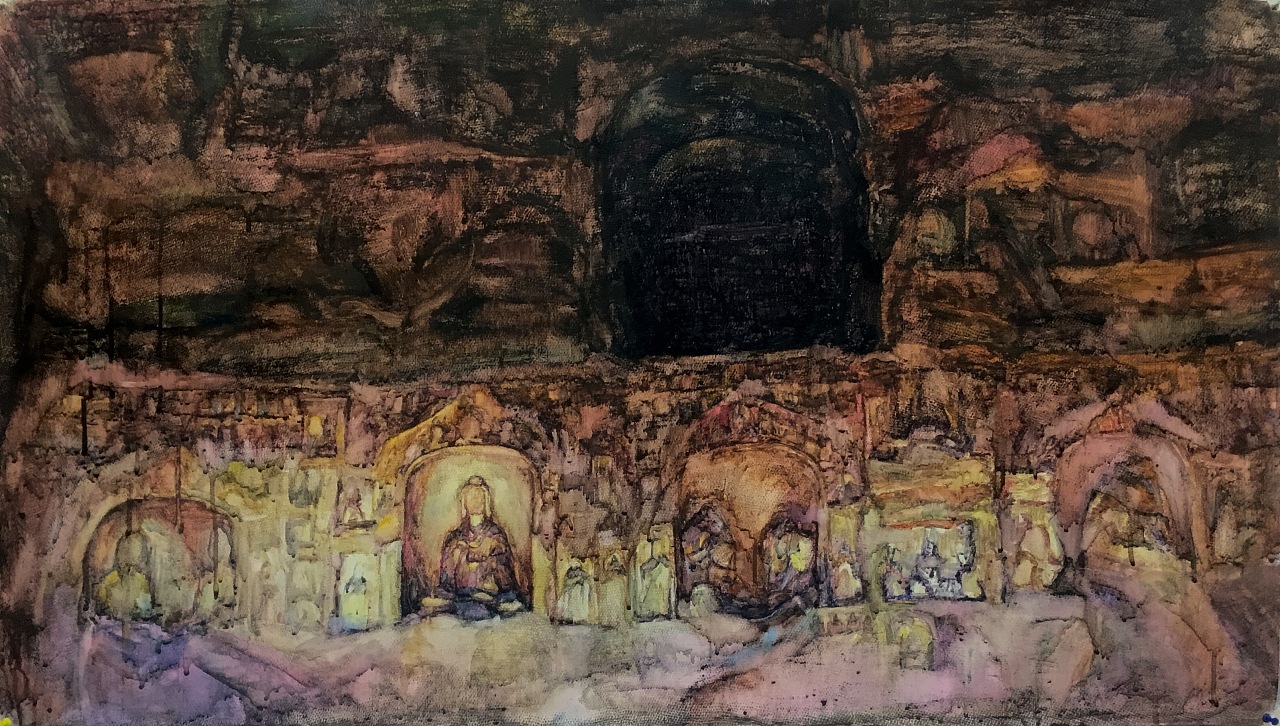 水彩云冈石窟
