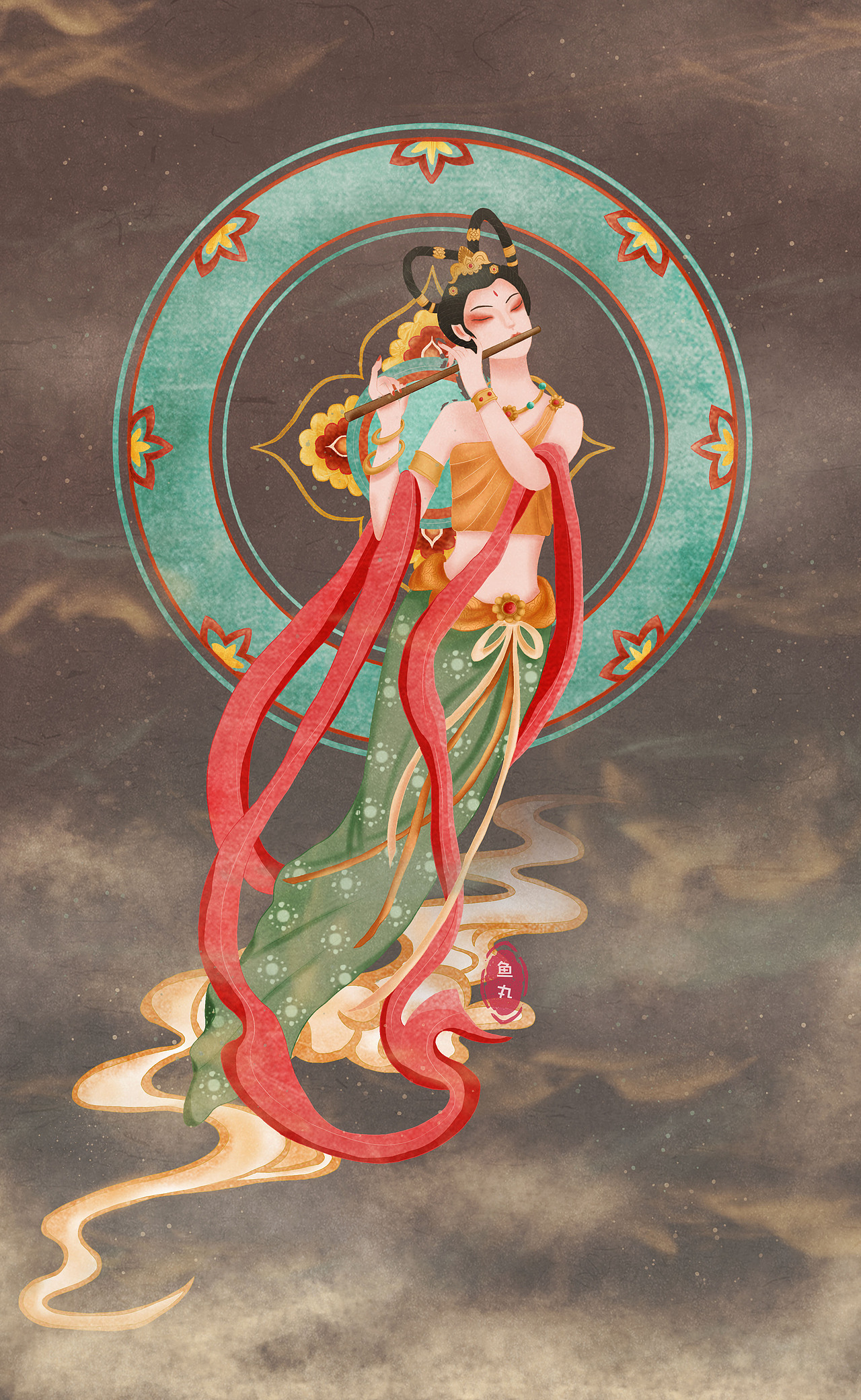 敦煌飞天|插画|创作习作|鱼叁喵_原创作品-站酷zcool