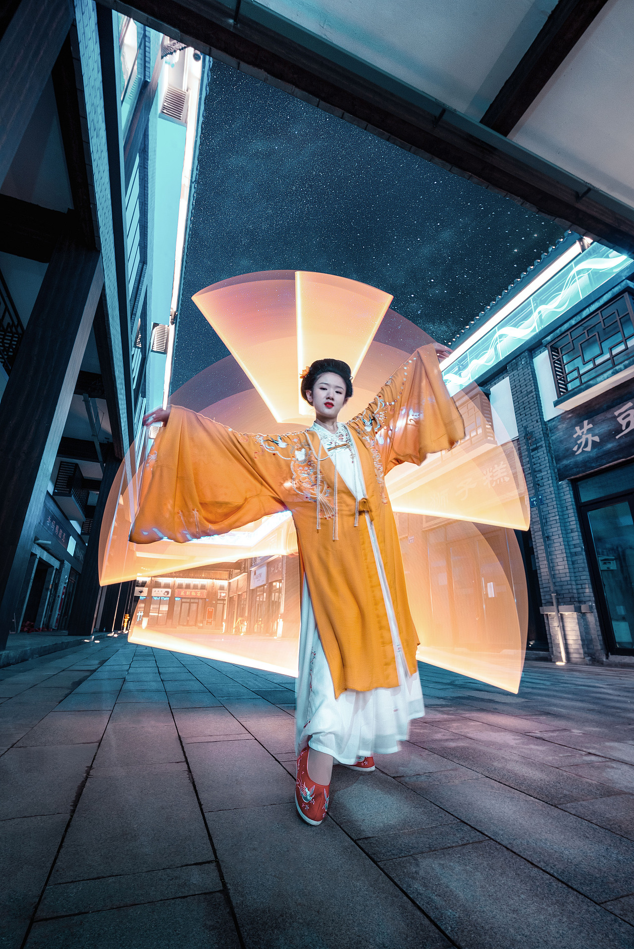 南充古建筑汉服光绘创意摄影