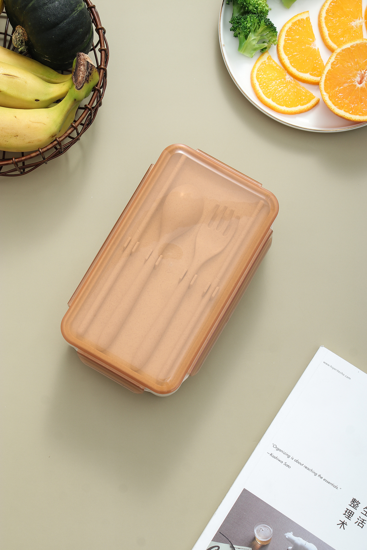 分隔饭盒拍摄 小麦饭盒套装 北欧风