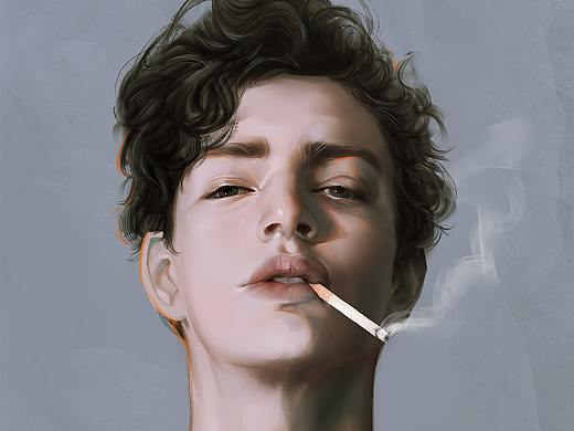 每次画帅哥我都会小嫉妒一下，毕竟我是一个油腻肥宅。