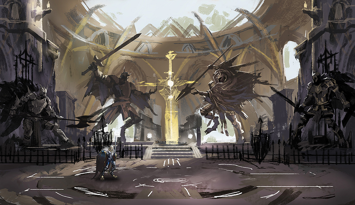 演武场为例分享绘画步骤