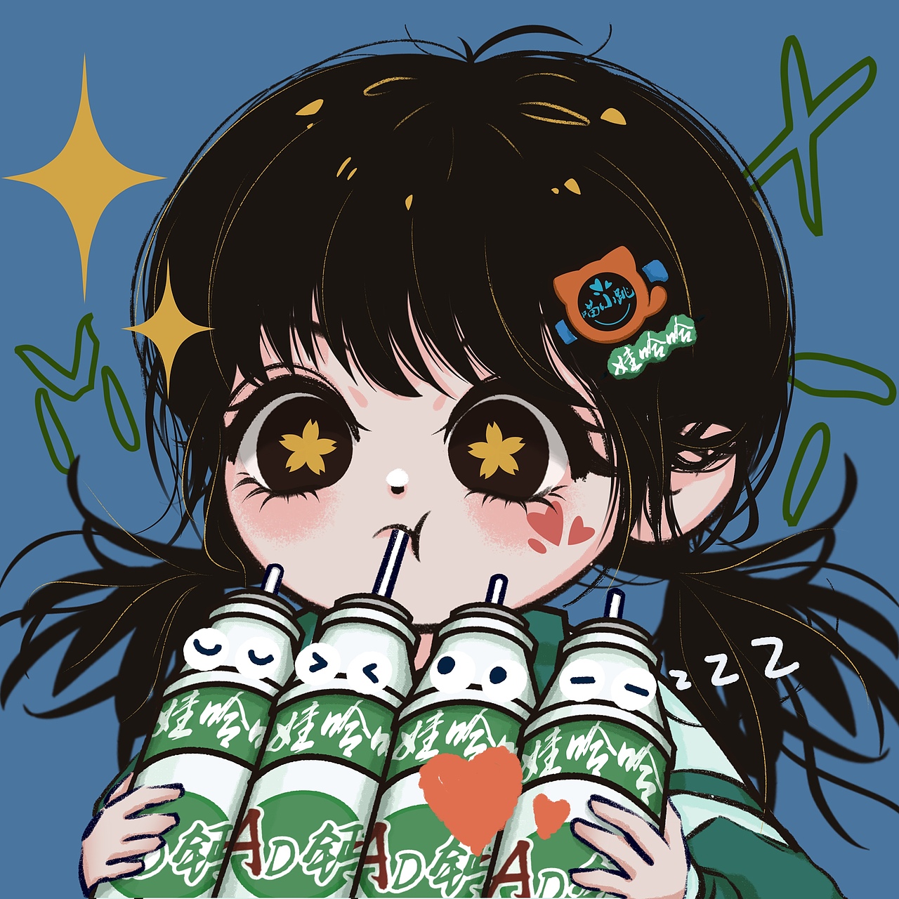 吃货篇-娃哈哈闺蜜头像（图ZMjkwMzI4ODQw） - 创作习作 - 站酷设计师画画的喵小跳原创素材 - 站酷ZCOOL