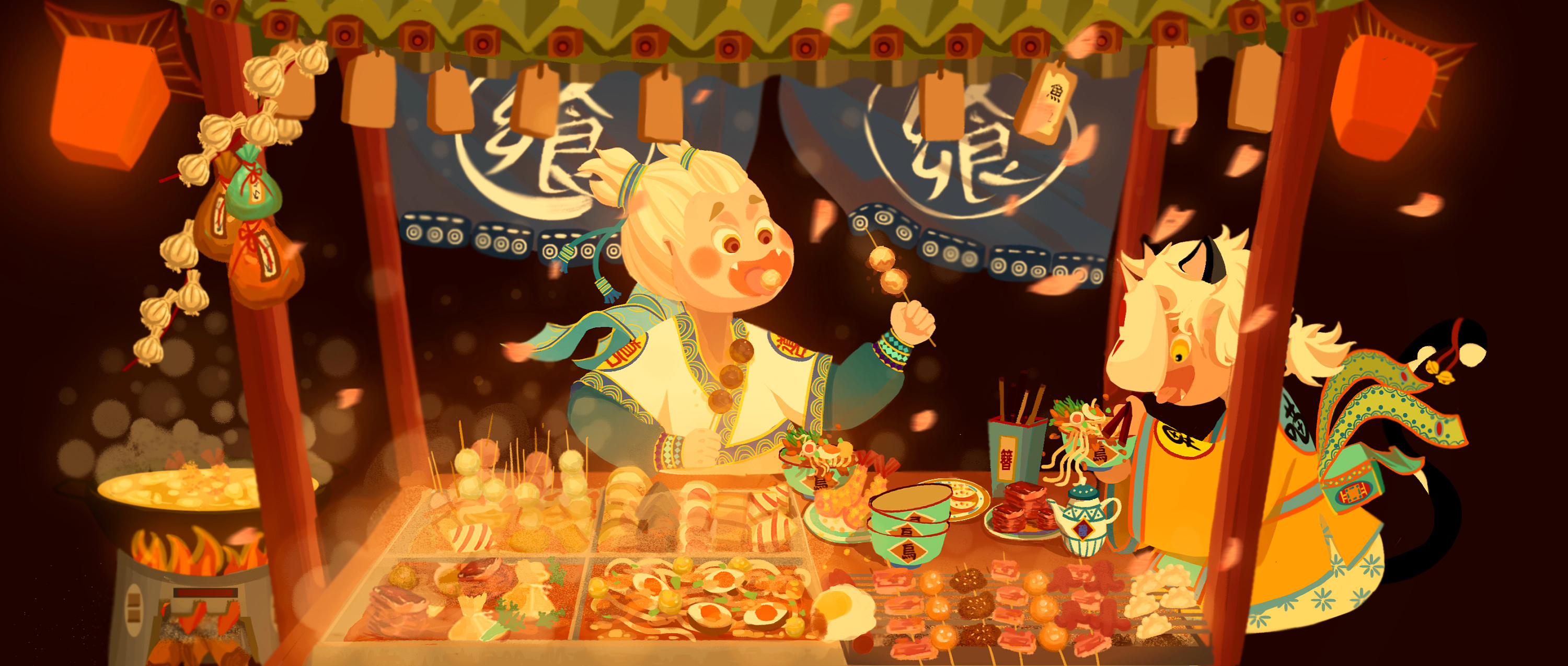 大排档(☆_☆)|插画|概念设定|kiki苏打三文鱼 - 原创作品 - 站酷