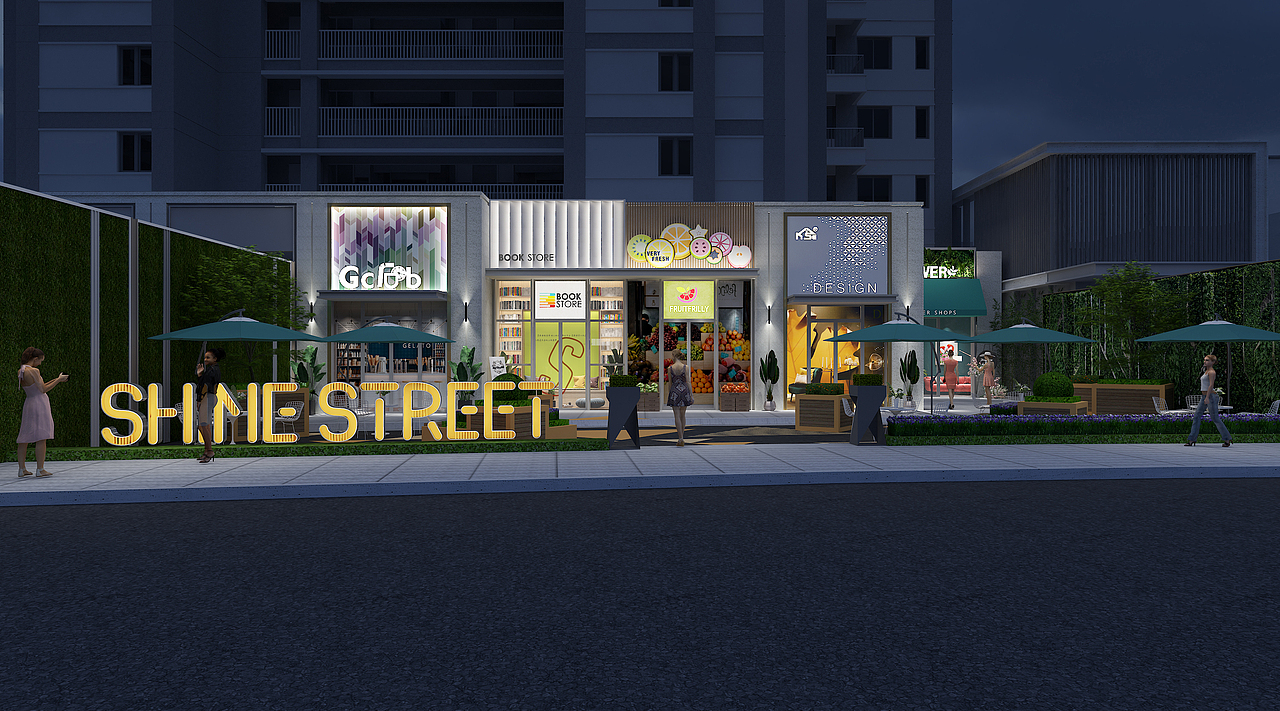 璀璨万镜商业街门头、橱窗、美陈包装设计