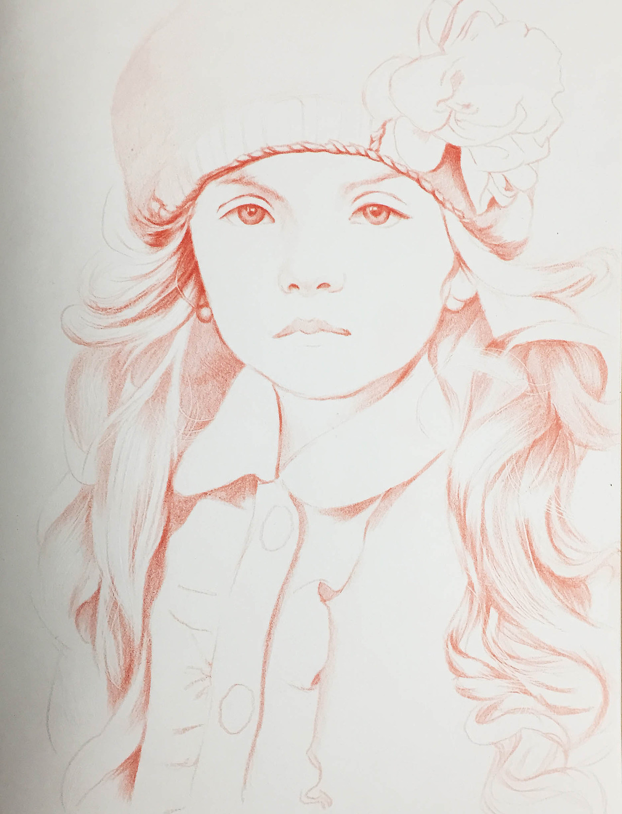 彩铅单色素描头像