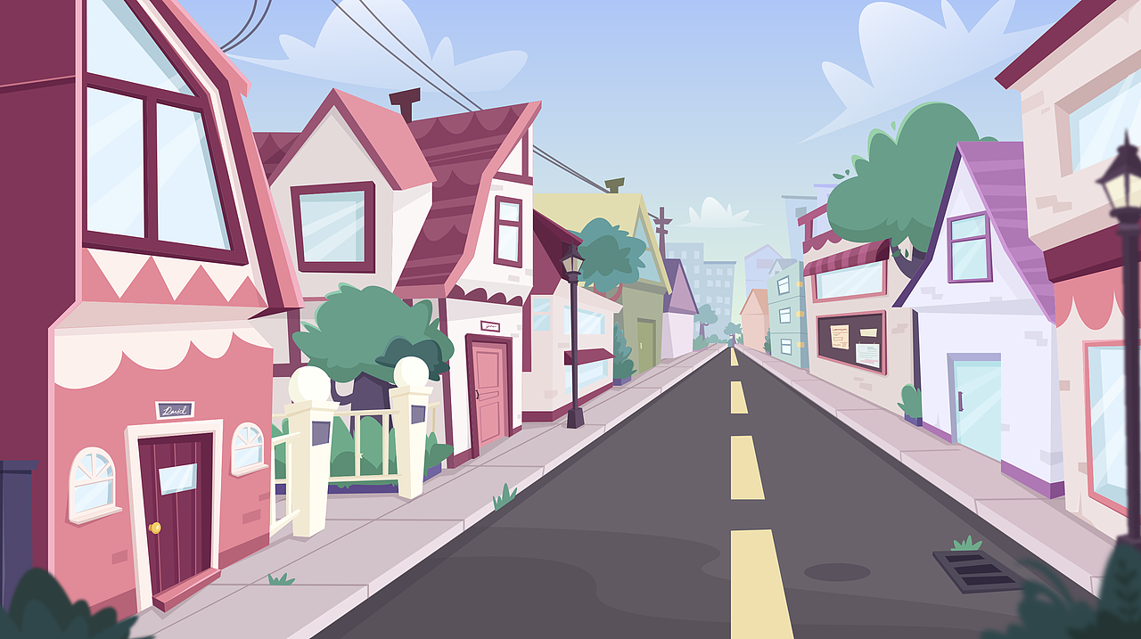 扁平矢量插画场景