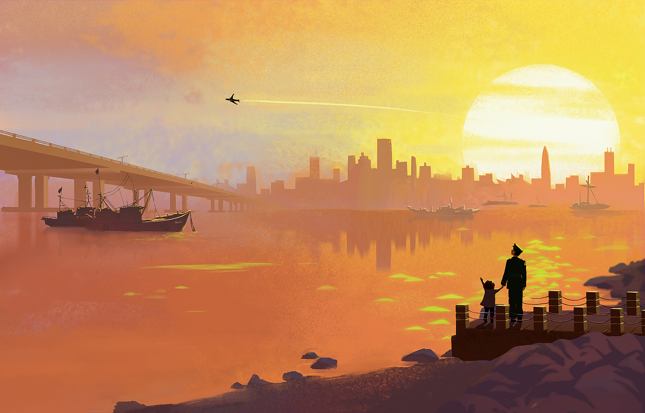 夕阳板绘作品信息创作时间2019/06/13添加表情惊蛰插画-新锐潮流插画