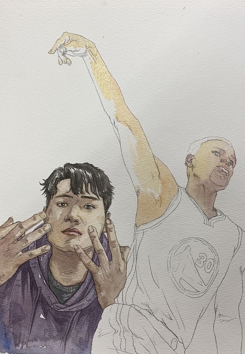 水彩插画 历史三分王史蒂芬库里（图ZMjgxNjgyMTE2） - 绘本 - 站酷设计师不記名原创素材 - 站酷ZCOOL