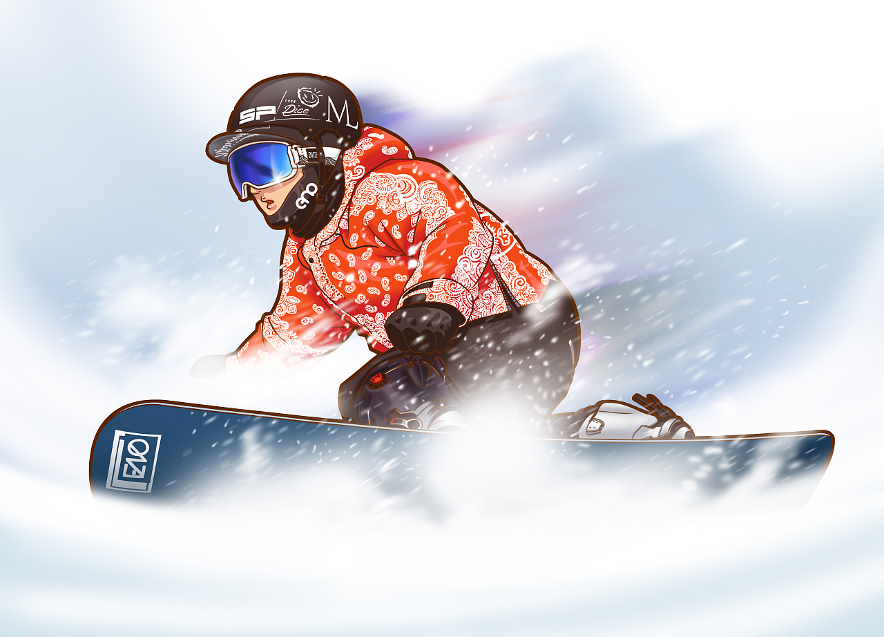 滑雪动漫绘画图片
