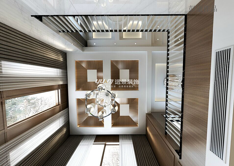 重庆清水溪别墅装修设计效果图案例-中式风格远景装饰