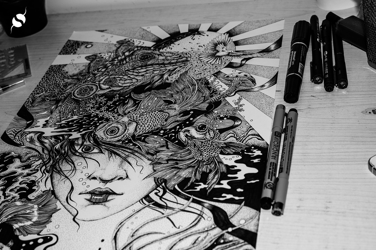 《孕育》针管笔插画作品（内含过程图）（图ZNDk2Mzc5OTY=） - 商业插画 - 站酷设计师守望者Swangzhe原创素材 - 站酷ZCOOL