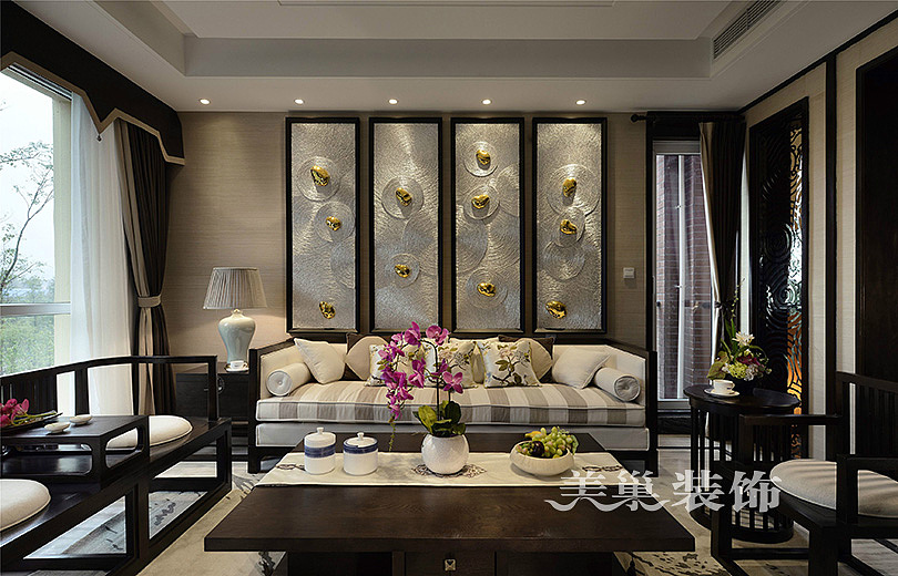 联盟新城450平别墅会所新中式案例装修图——效果图