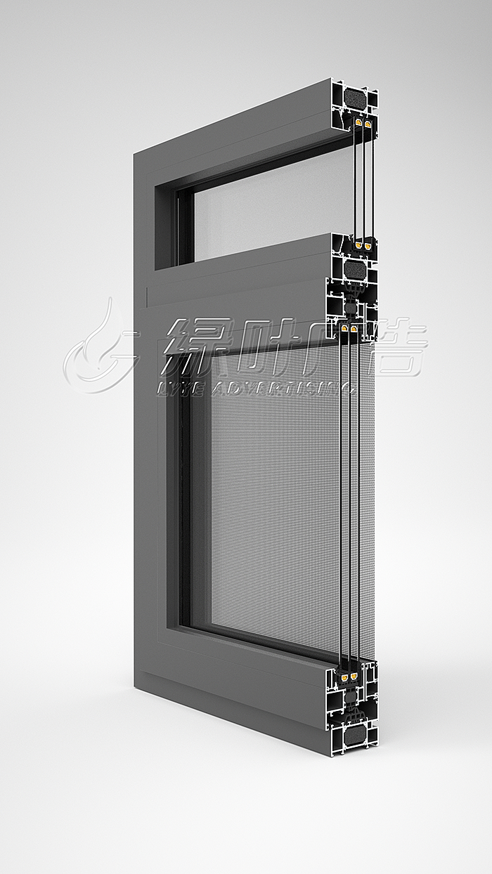 双内开框扇平齐系统窗样角渲染