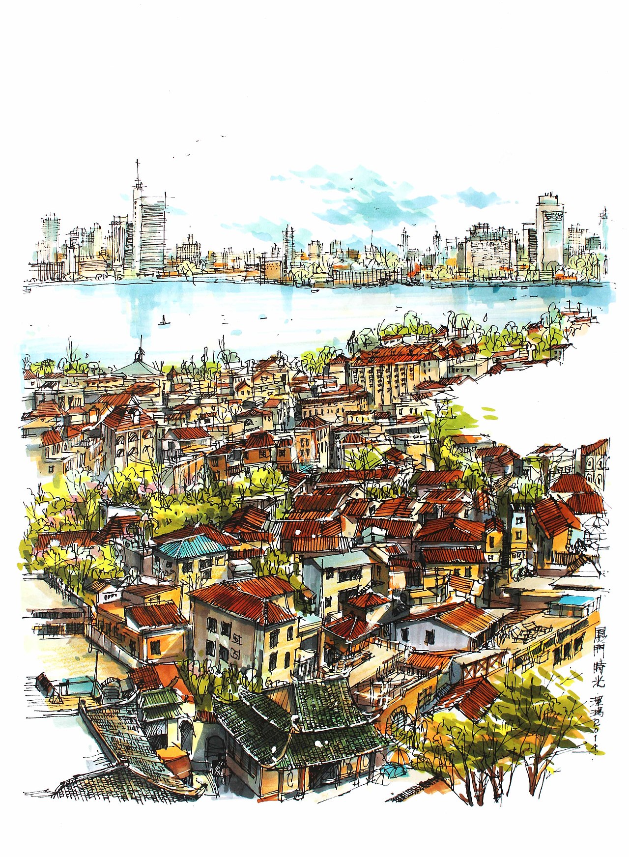 马克笔 风景速写（二）（图ZMjE3MTUzNDg=） - 绘画 - 站酷设计师谭泽鸿原创素材 - 站酷ZCOOL