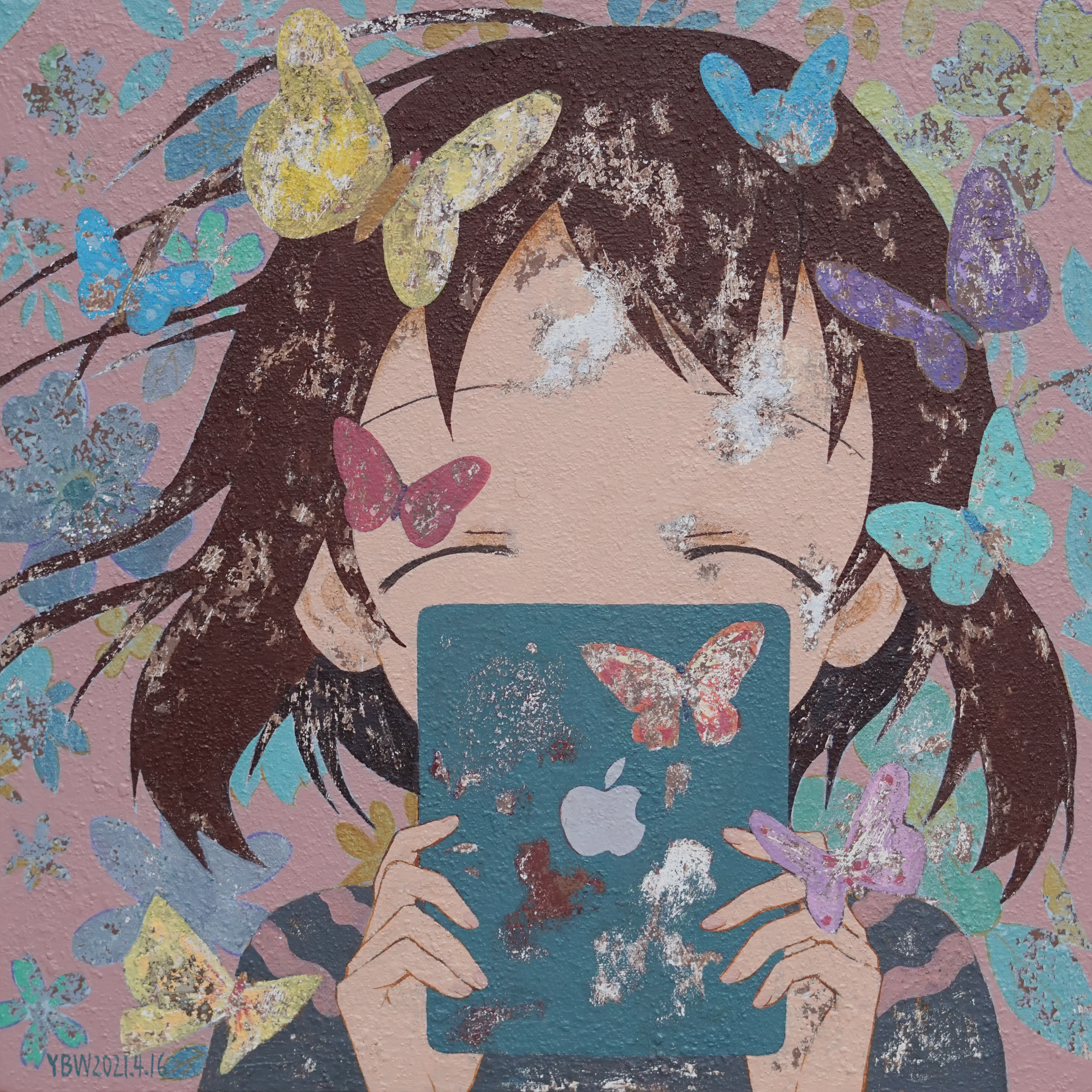 两张油画二次元作品.