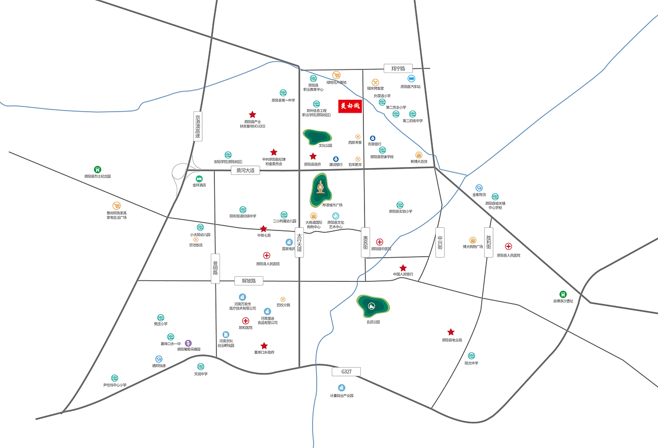 绘制主要交通道路及项目周边配套