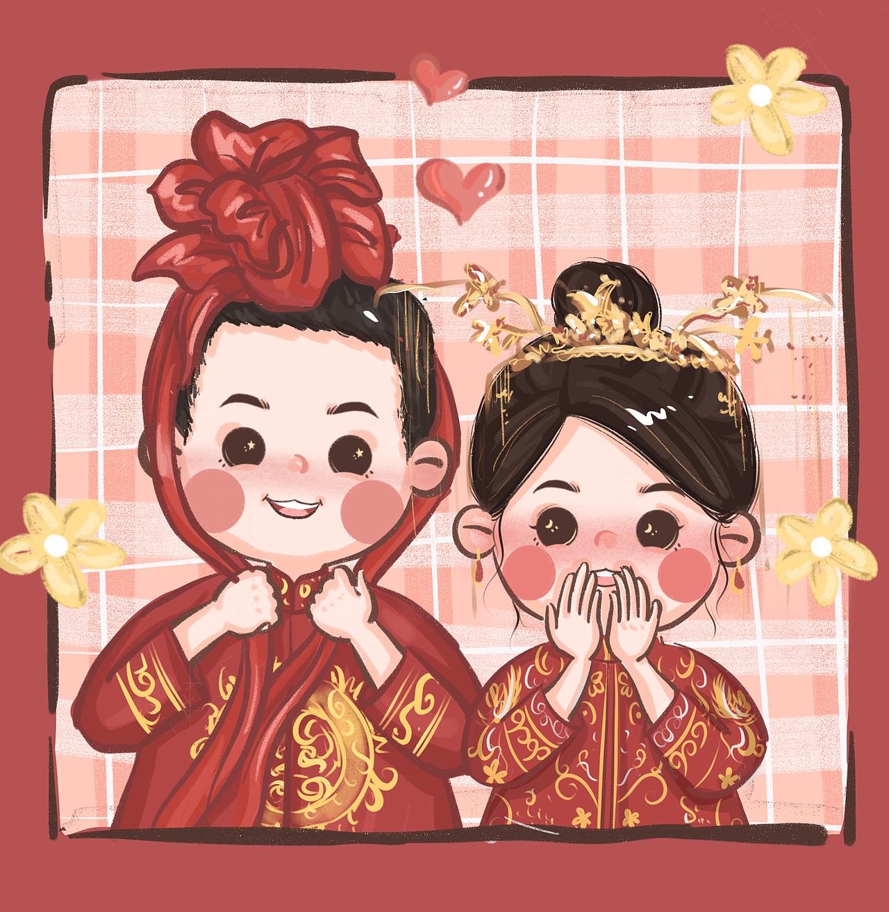 q版情侣合照 情侣头像