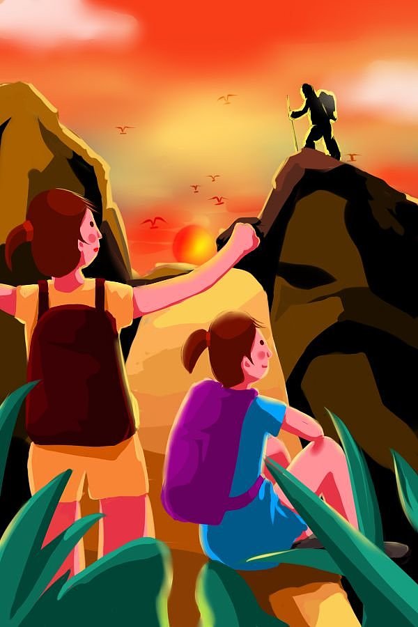 户外登山运动插画