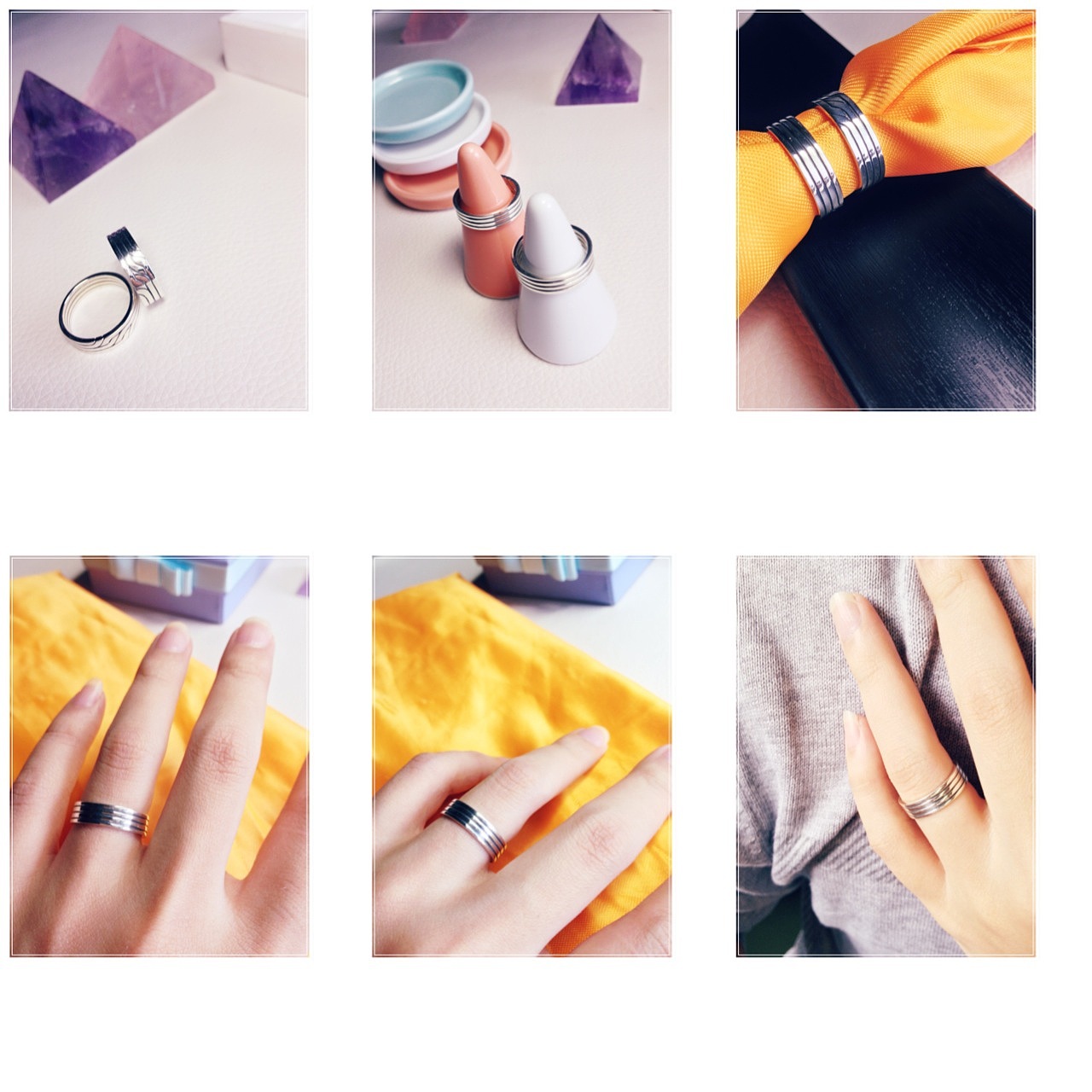 SY JEWELRY STUDIO/2016.vol.5
"Simple and Special" SS系列 <br>刻纹戒指 <br>戒指灵感：每个人就像一条平行线，遇到对的人就会相交，在不同的时间点。每个人都会遇到另一个适合自己的他/她，就像这戒指，戴不下不勉强，以后会遇到更适合的，线条做旧更有层次，中性款，戒指可正戴反戴。