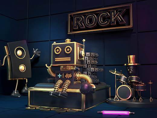 机器人场景Cinema 4D周作品1