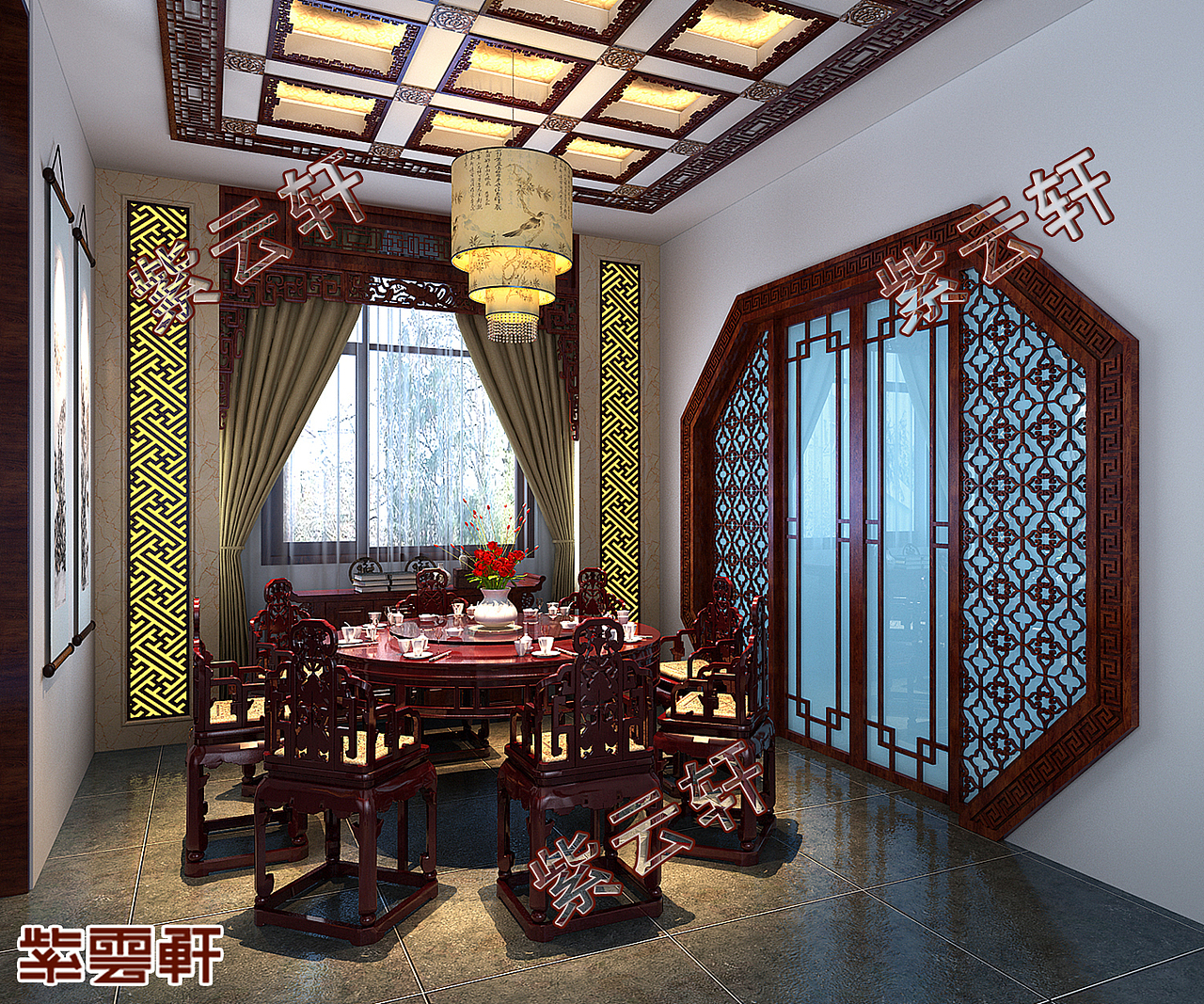 紫云轩餐厅古典中式装修设计图