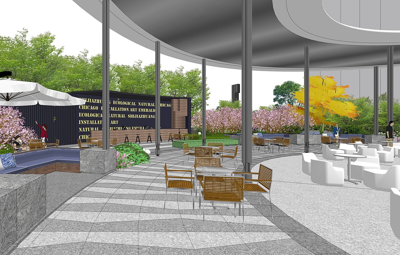 万科翡翠公园示范区+商业街景观SU模型下载