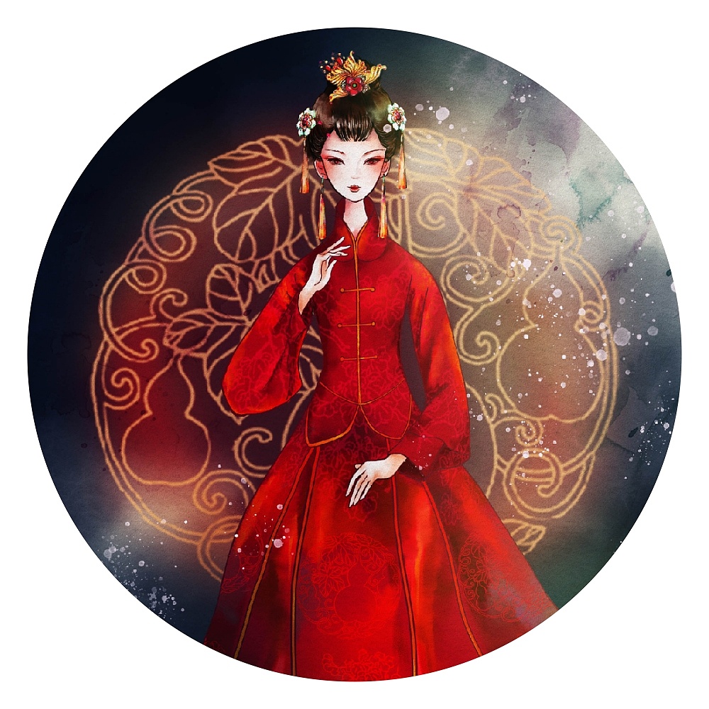 突然很想画一个大红色的新娘子,嗯,我没有穿过红色的嫁衣,一直很想试