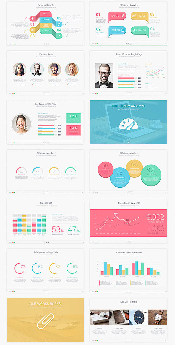 112页商务动画精美配色多用途Keynote模板
