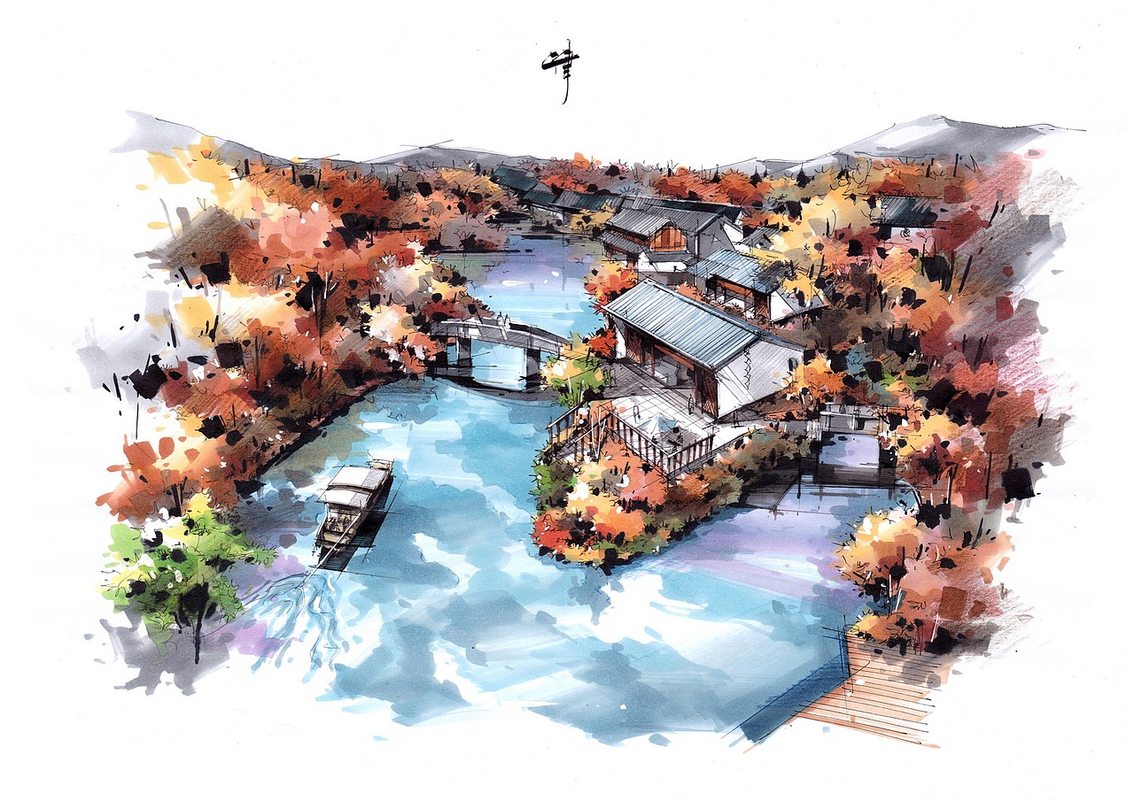 吕律谱景观手绘作品(卓越手绘)