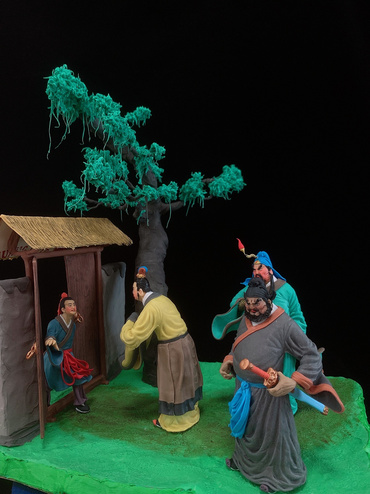 康健面塑作品《三顾茅庐》