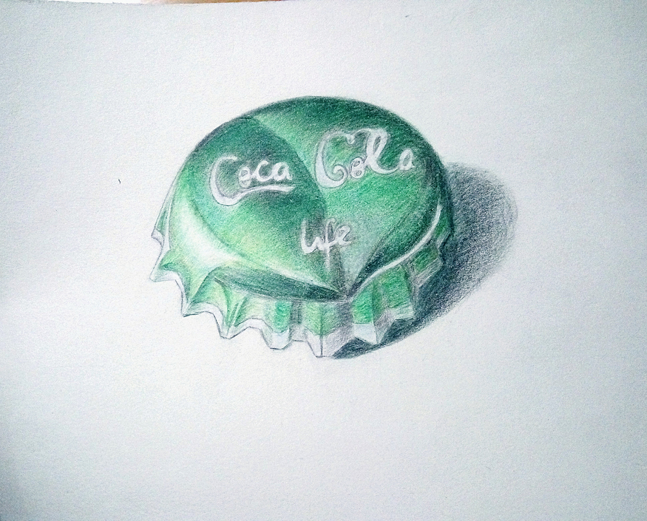    手绘临摹可乐瓶盖