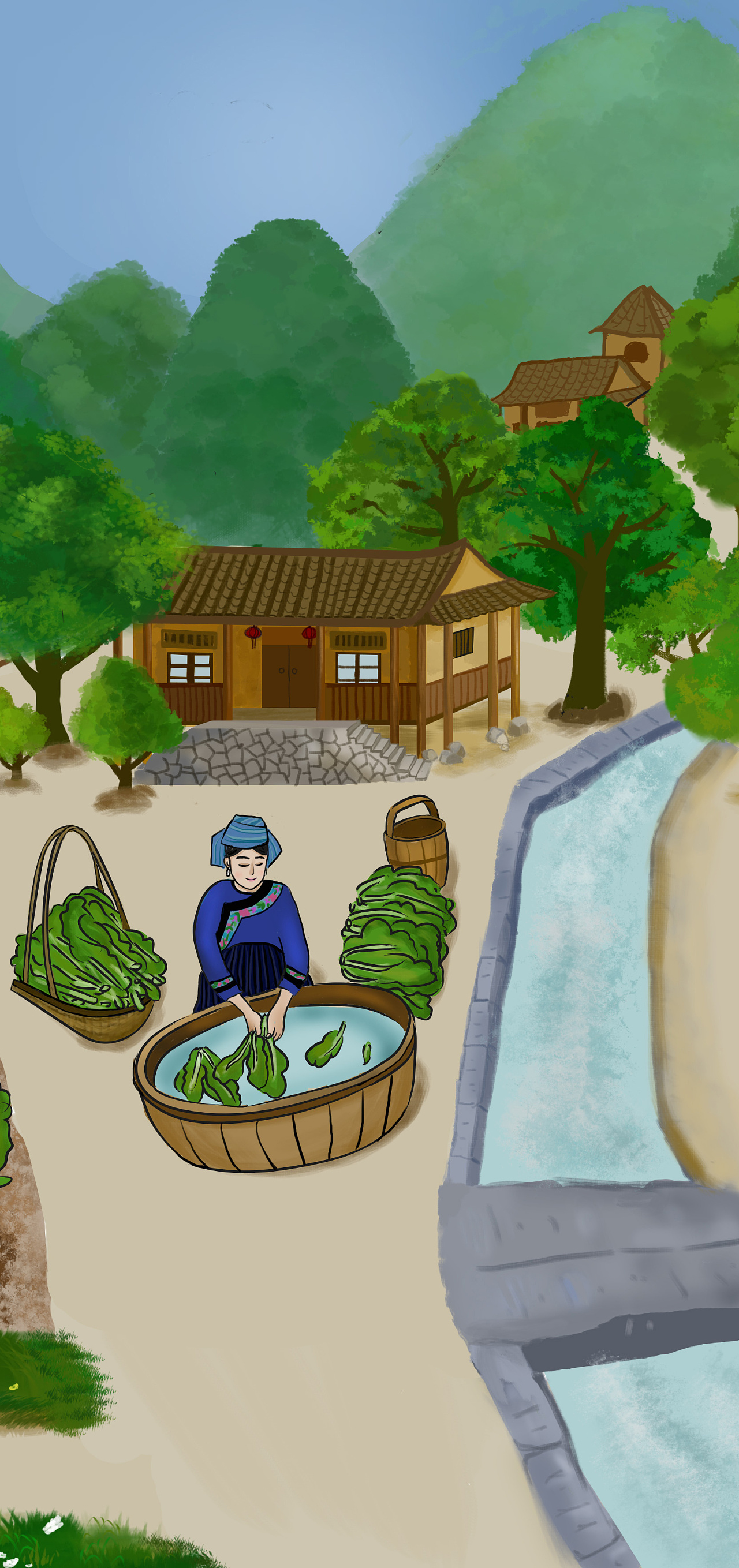 酸菜制作场景|插画|商业插画|蔚蔚的 - 原创作品 - 站酷 (zcool)